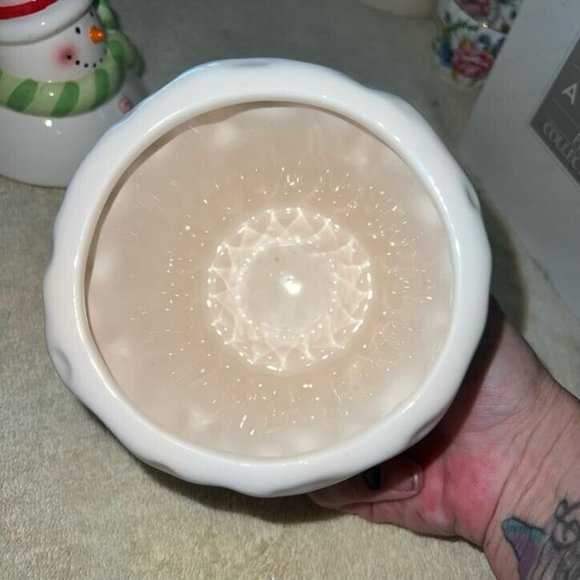 Holiday Christmas Snowman Candy Jar Ceramic Cone Hat 8" - Picture 7 of 7